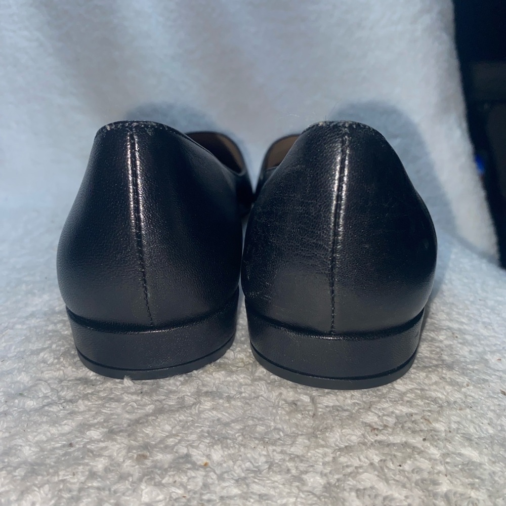 LK Bennett Black Leather Pointed Ballet Flats with Gold Accent - Picture 6 of 8